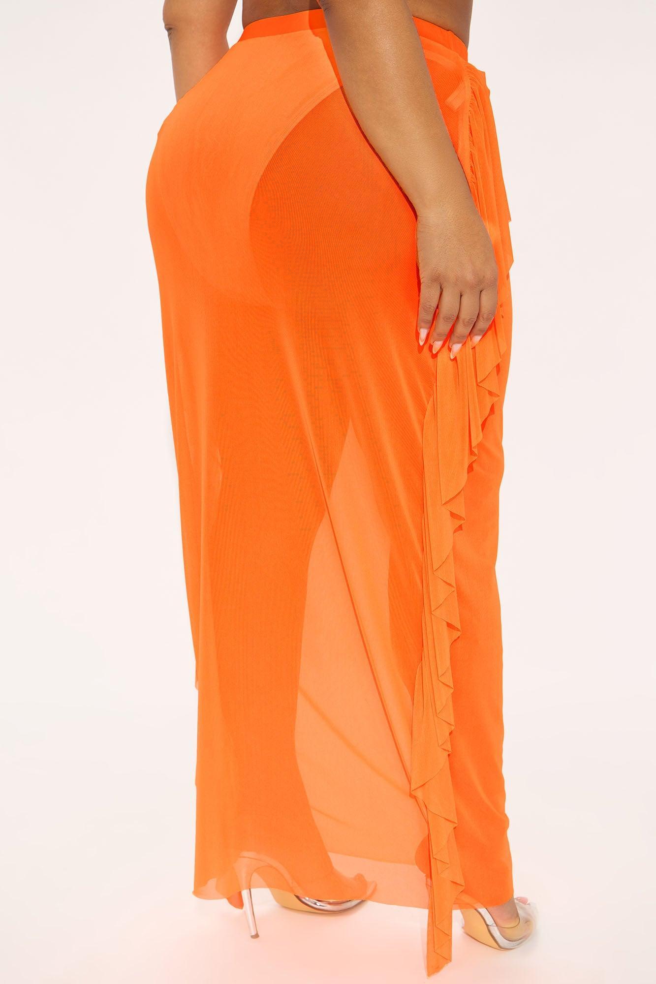 Sunshine See Through Coverup Skirt - Orange Product Image