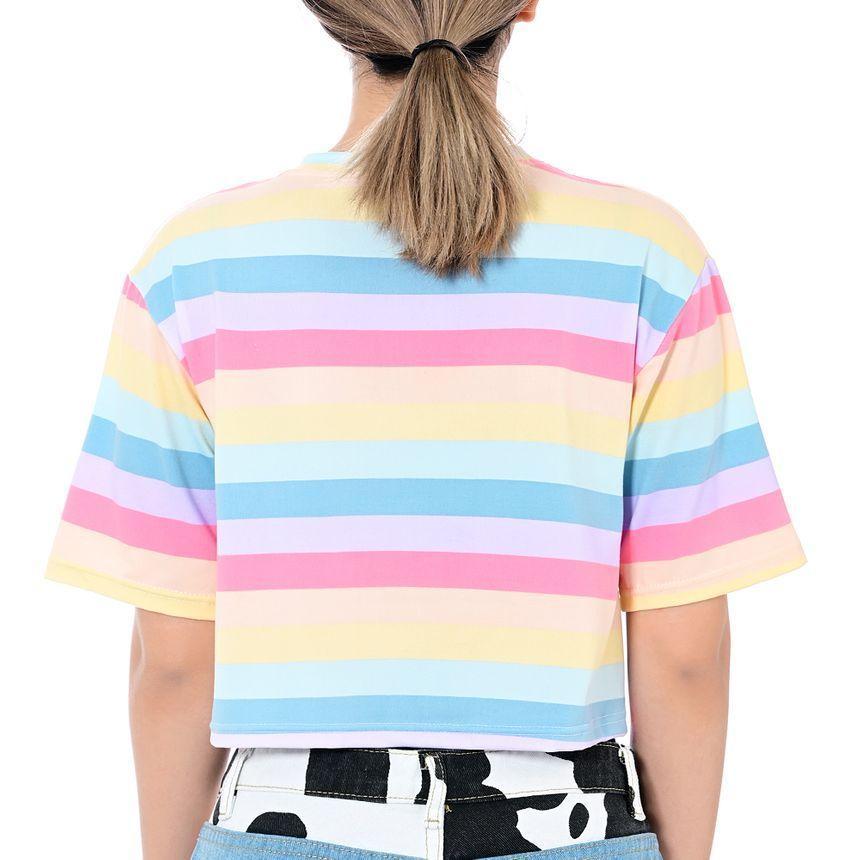 Short-Sleeve Rainbow Striped T-Shirt Product Image