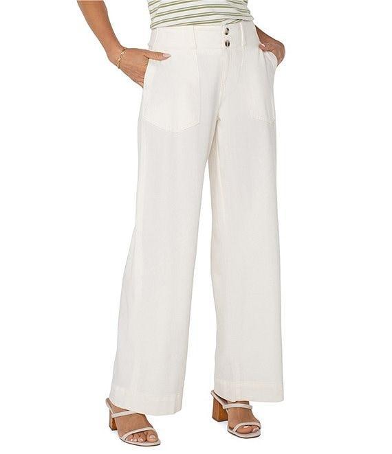 Liverpool Los Angeles Petite Size Hannah Soft Denim Mid Rise Wide Leg Utility Pants Product Image