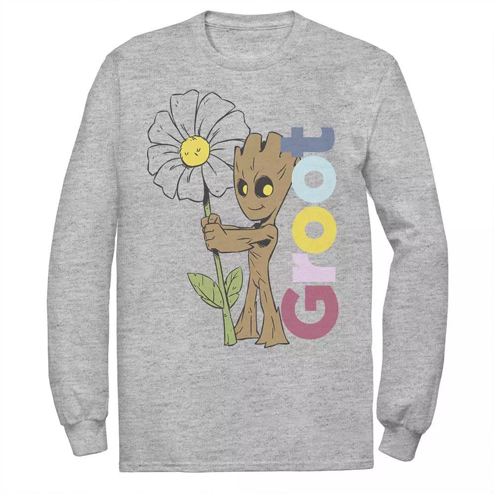 Men's Marvel Guardians Of The Galaxy Groot Flower Portrait Tee, Size: Small, Athletic Grey Product Image