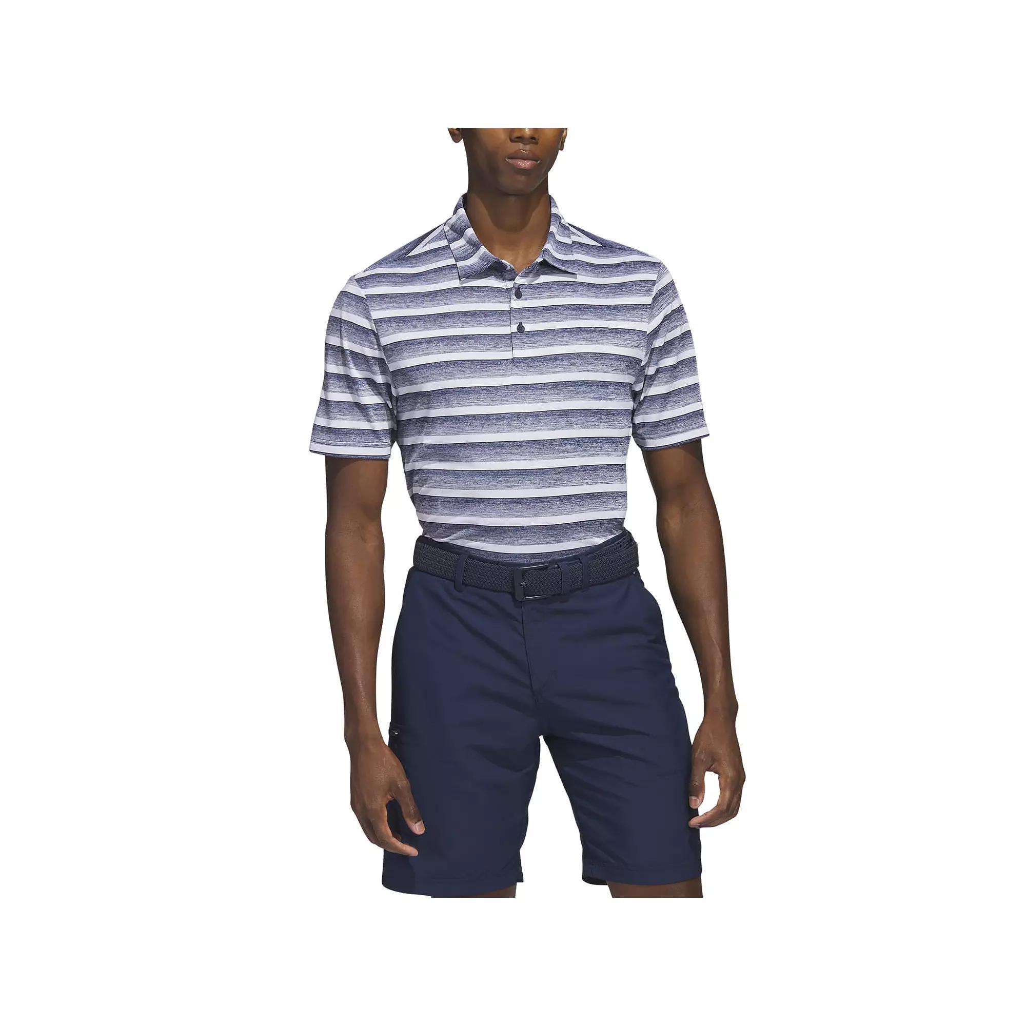 Men's adidas Two Color Stripe Golf Polo, Size: XL, Collegiate Navy White Product Image
