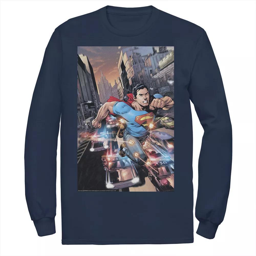 Men's DC Comics Superman Flashing Lights Poster Tee, Size: Large, Blue Product Image