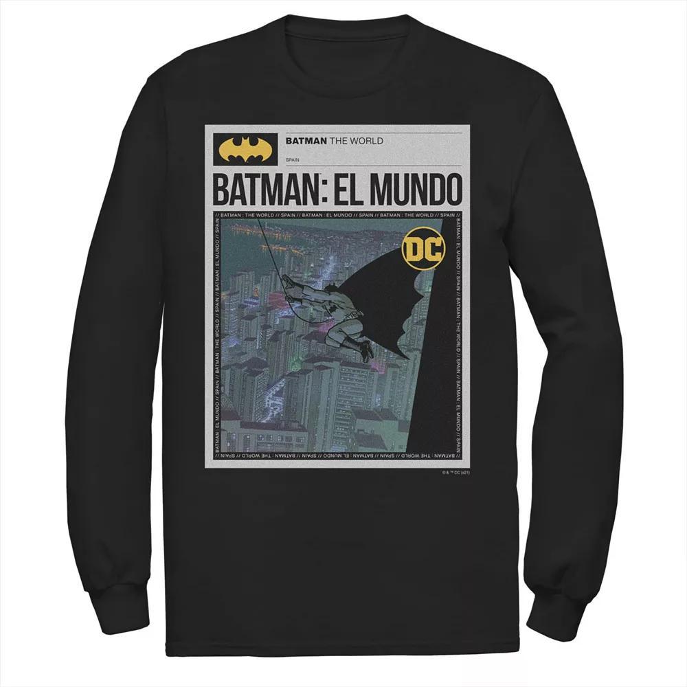 Men's Batman: El Mundo Mexico News Poster Tee, Size: Medium, Black Product Image