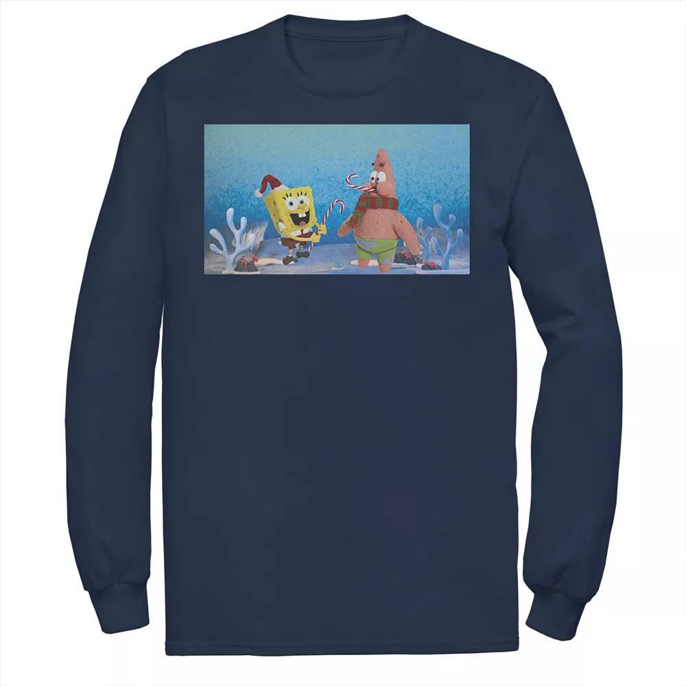 Men's Nickelodeon Spongebob Squarepants Patrick Star Christmas Buddies Long Sleeve Graphic Tee, Size: Large, Blue Product Image