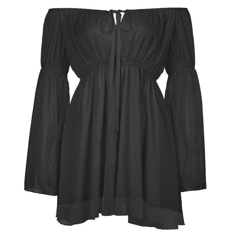 Bell-Sleeve Mini Dress / Corset Belt Product Image
