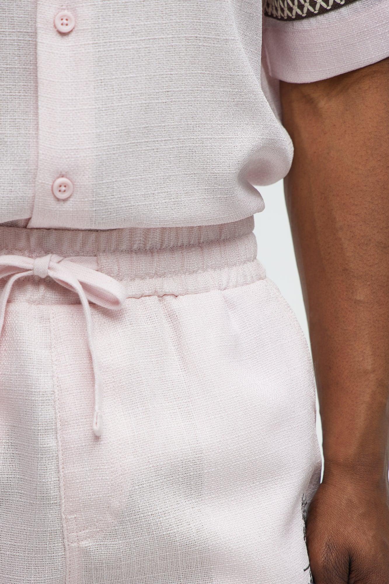 Saint Tropez Beach Club Linen Like Relaxed Short - Pink Male Product Image