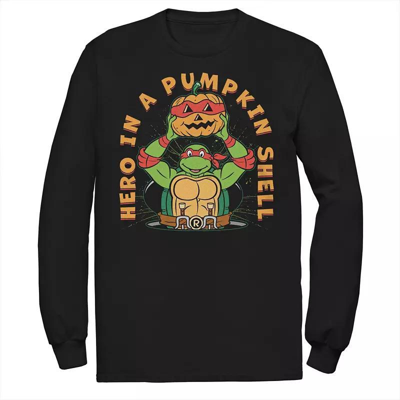 Big & Tall Teenage Mutant Ninja Turtles Hero In A Pumpkin Shell Long Sleeve Halloween Graphic Tee, Men's, Size: Large Tall, Black Product Image