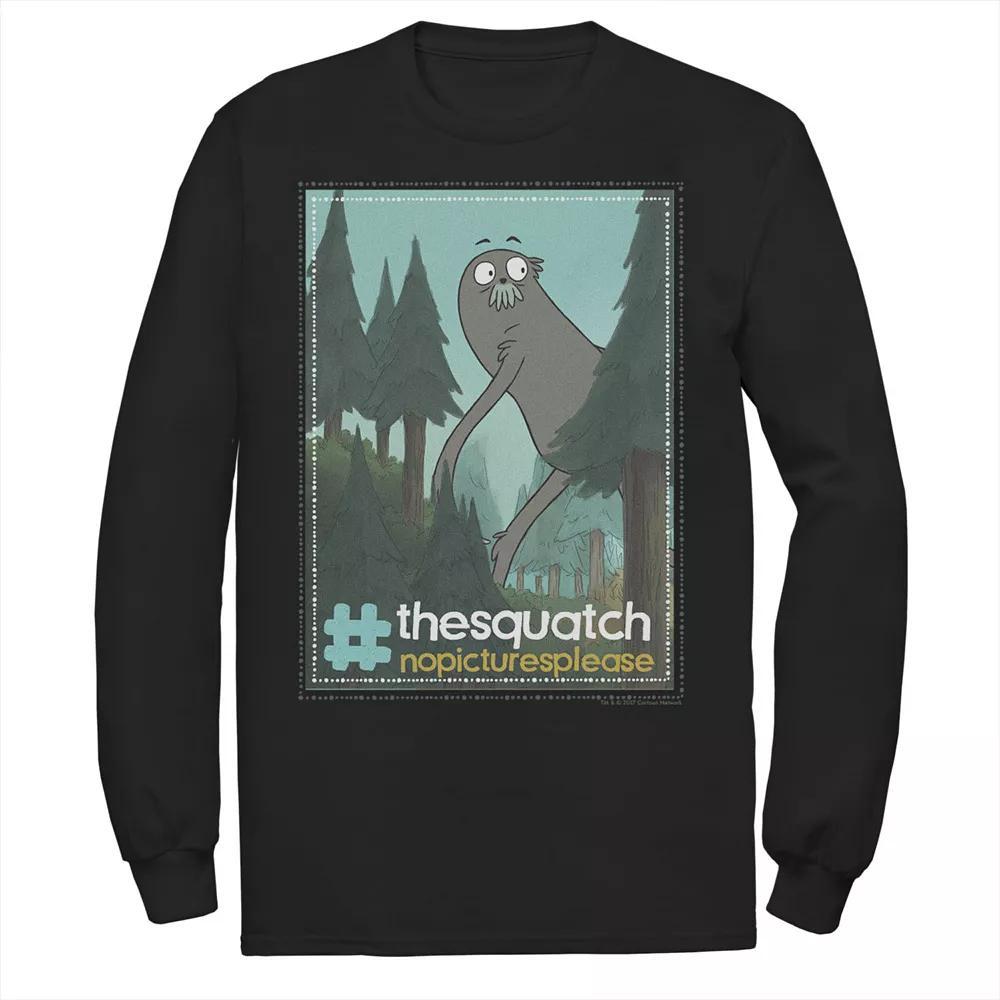 Men's Cartoon Network We Bare Bears Charlie The Squatch Hashtag Long Sleeve Tee, Size: Large, Black Product Image