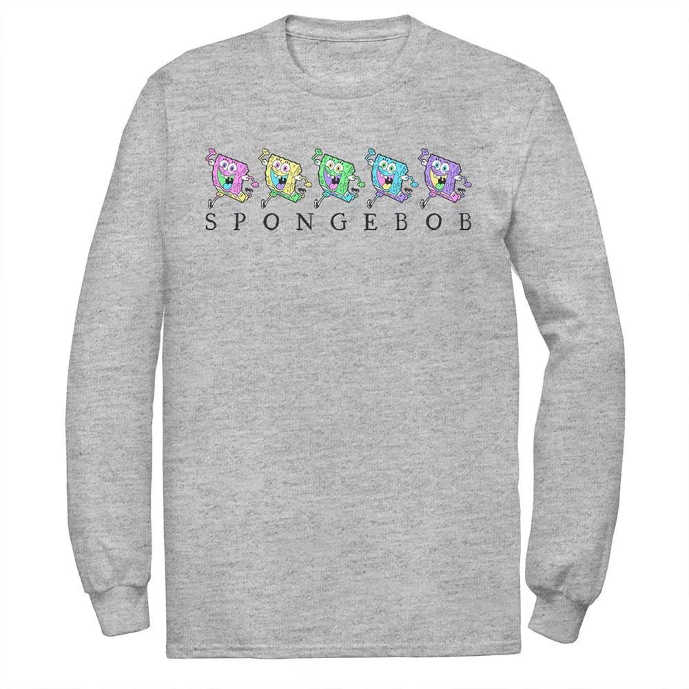 Men's SpongeBob Color Neon Line Up Tee, Size: XXL, Athletic Grey Product Image