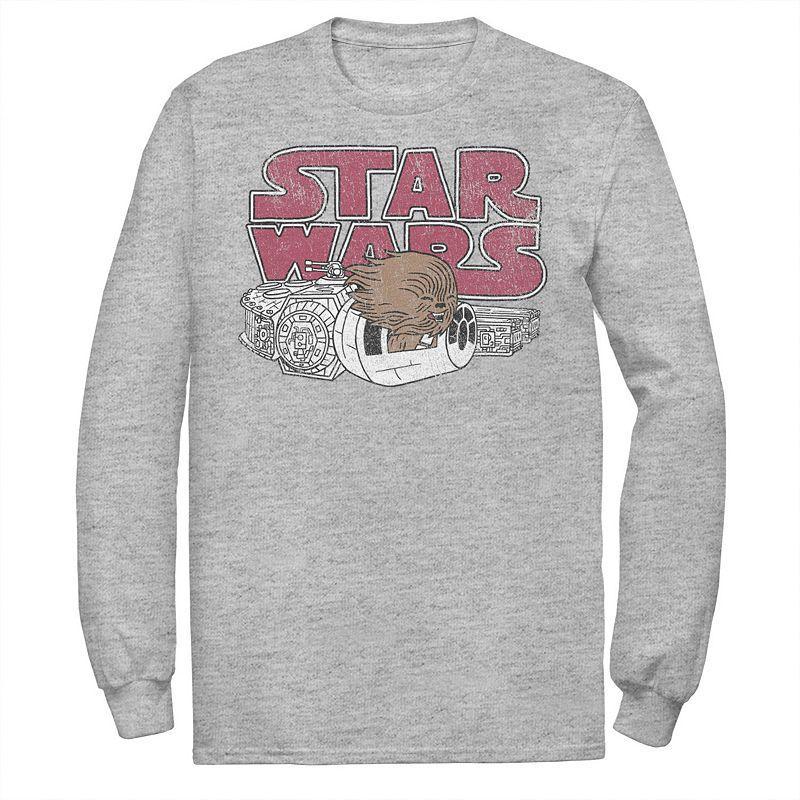 Men's Star Wars Chewbacca Millennium Falcon Doodle Graphic Tee, Size: Large, Athletic Grey Product Image