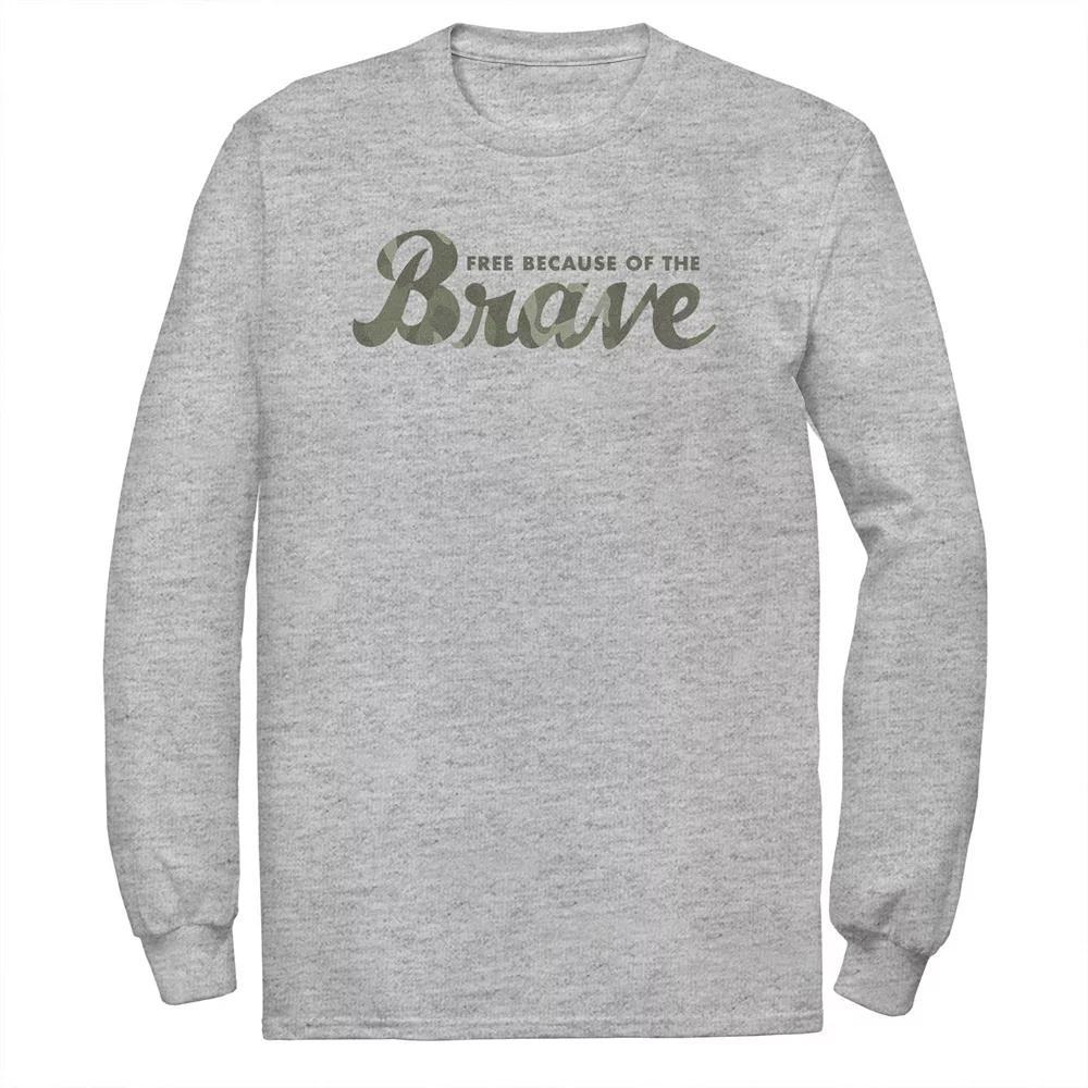 Big & Tall Free Because Of The Brave Camouflage Text Tee, Mens Athletic Grey Product Image