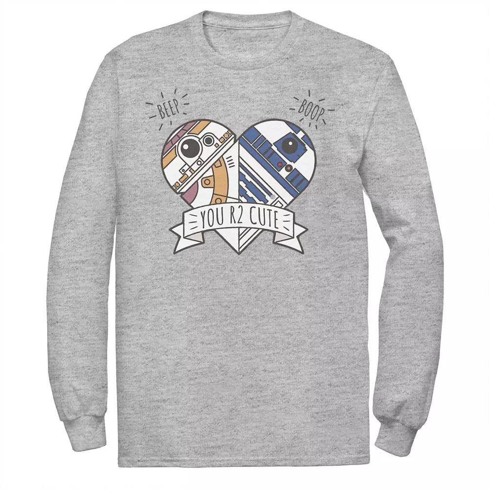 Men's Star Wars Valentine's Day "You R2 Cute" Heart Droids Tee, Size: XL, Athletic Grey Product Image