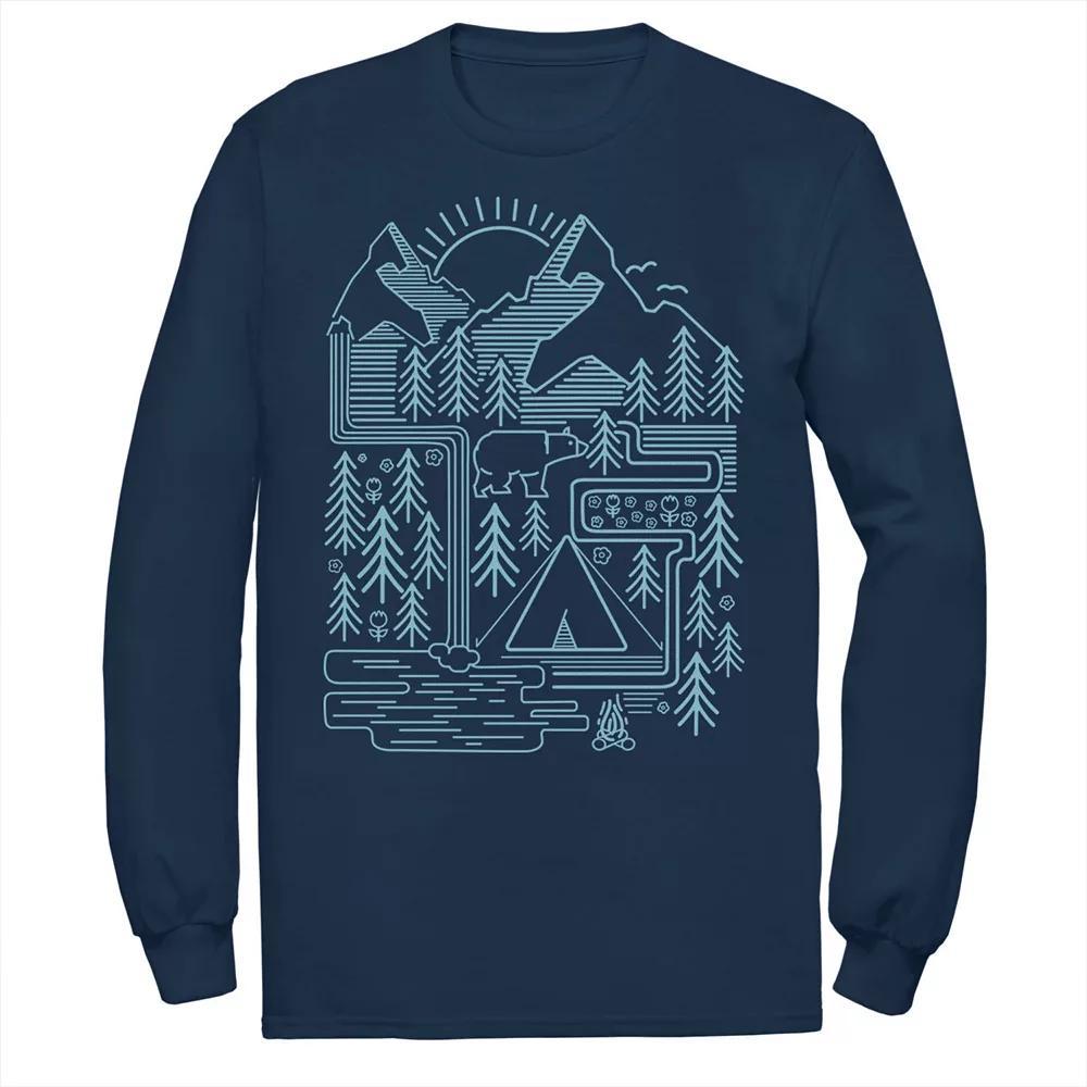 Men's Bear Scene Line Art Tee, Size: XXL, Blue Product Image