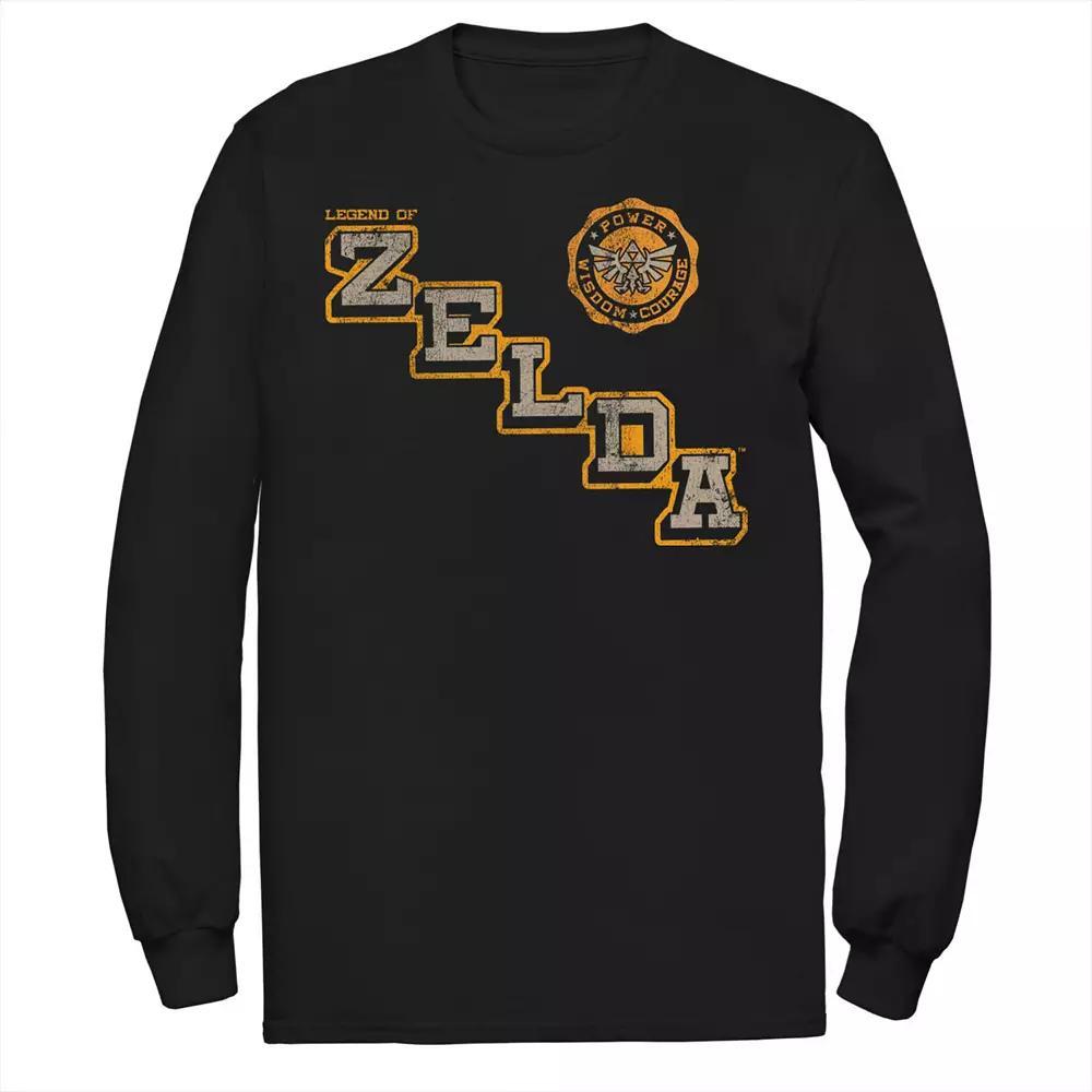 Men's The Legend Of Zelda Collegiate Style Logo Long Sleeve Tee, Size: Large Tall, Black Product Image