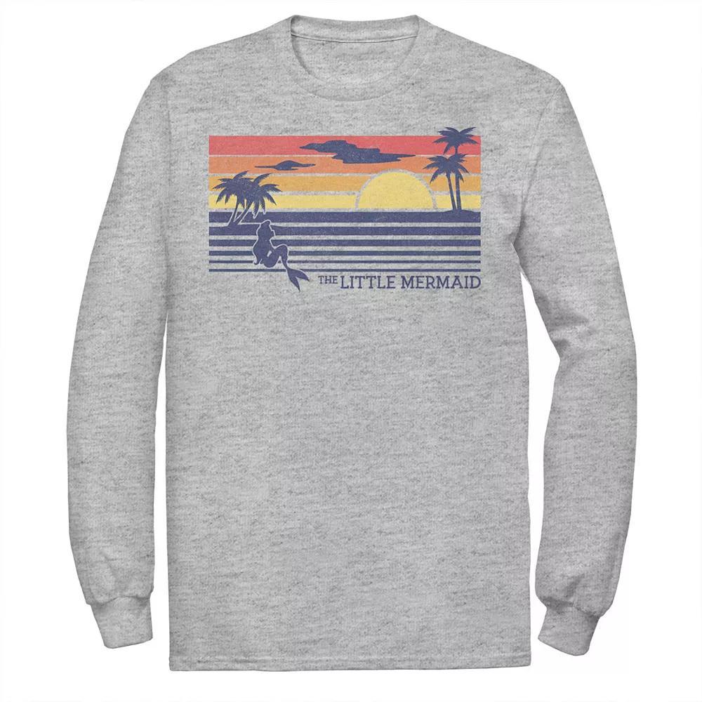 Disney's The Little Mermaid Men's Sunset Poster Style Long Sleeve Tee, Size: Small, Athletic Grey Product Image