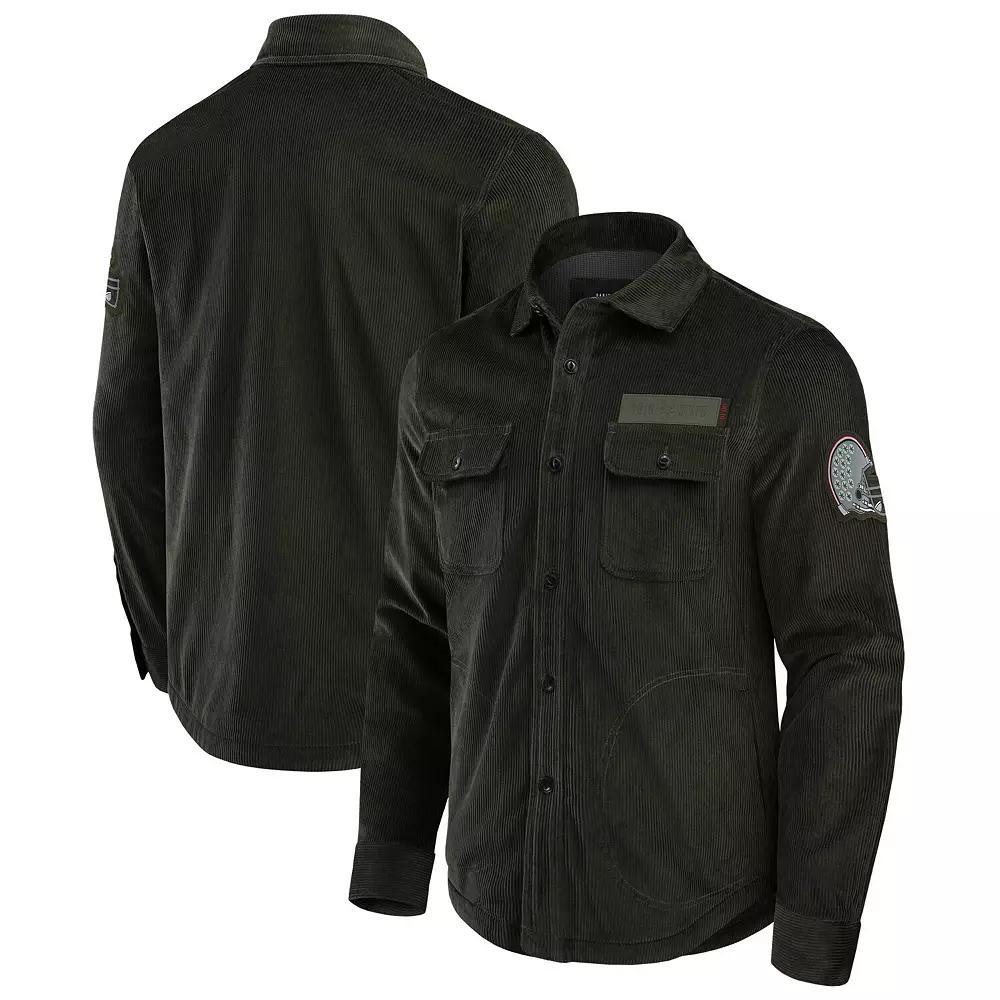 Men's Darius Rucker Collection by Fanatics Olive Michigan Wolverines Corduroy Full-Button Shacket, Size: 2XL, Team Product Image