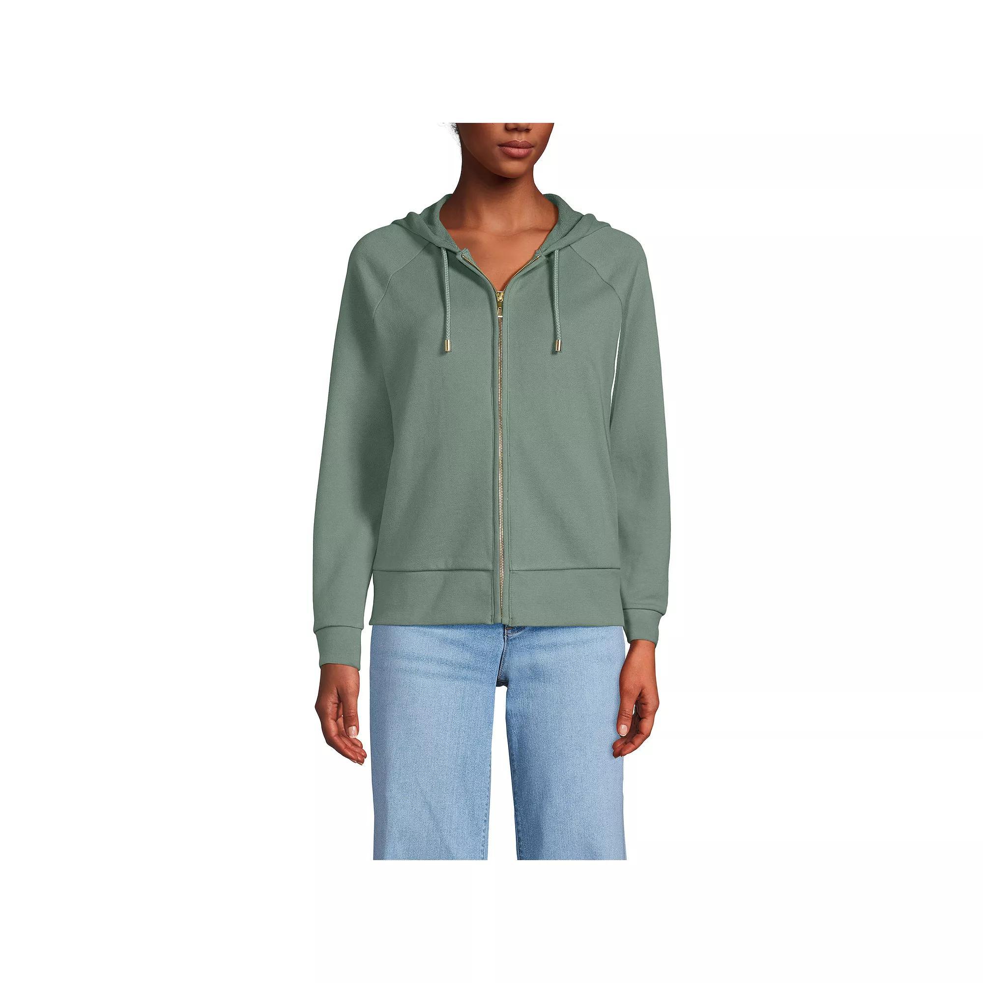 Women's Lands' End Relaxed Long Sleeve Full Zip Hoodie, Size: Large, Soft Gray Grey Product Image