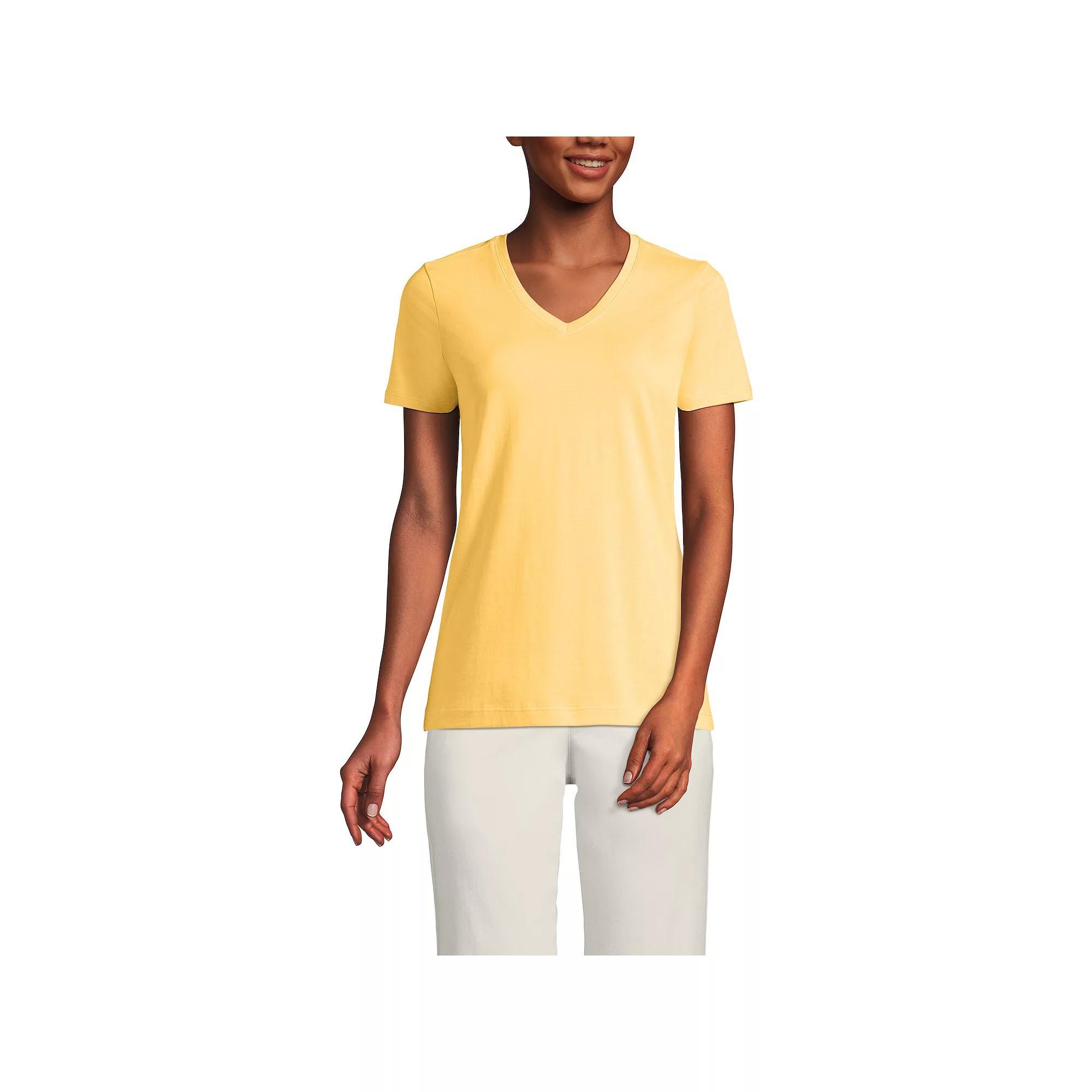 Petite Lands' End Relaxed-Fit Supima Cotton V-Neck Tee, Women's, Size: XS Petite, Simply Yellow Product Image