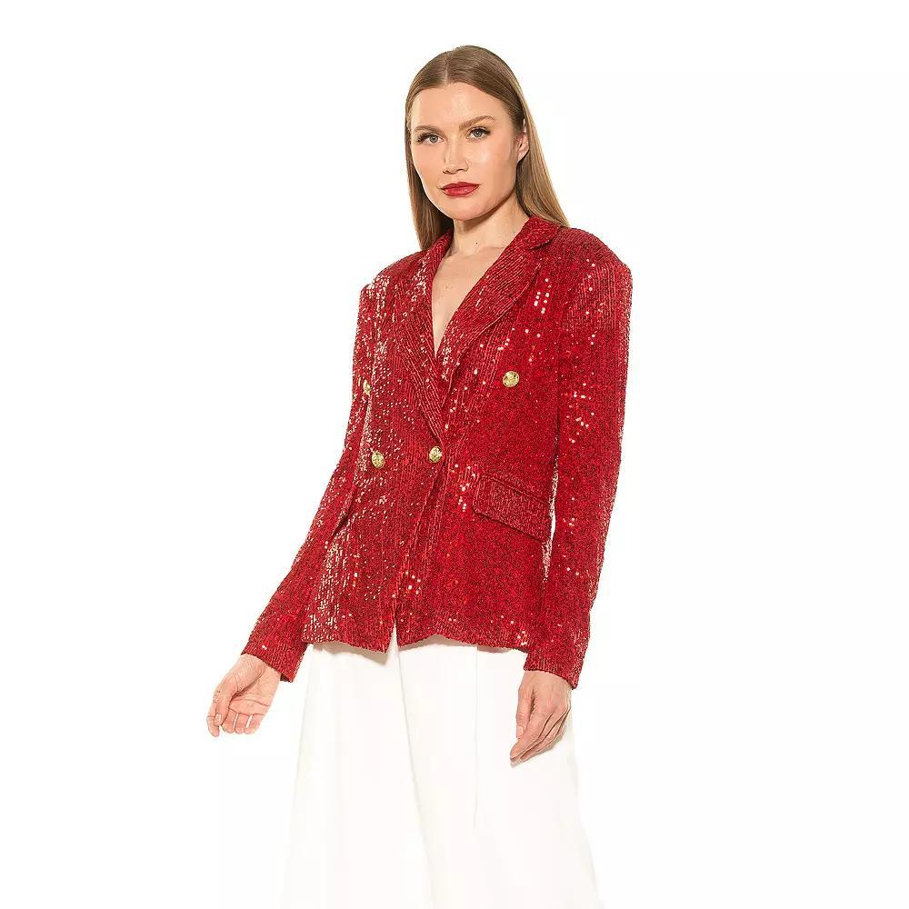 Women's ALEXIA ADMOR Abbi Longline Double Breasted Jacket, Size: 8, Red Product Image