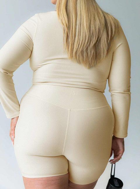 Power Activewear Rib Shorts Latte Curve Product Image