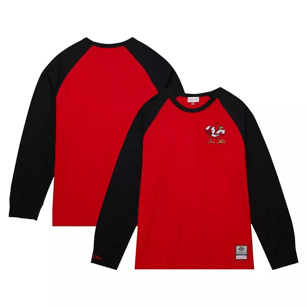 Men's Mitchell & Ness Red Louisville Cardinals Legendary Slub Raglan Long Sleeve T-Shirt, Size: Small Product Image