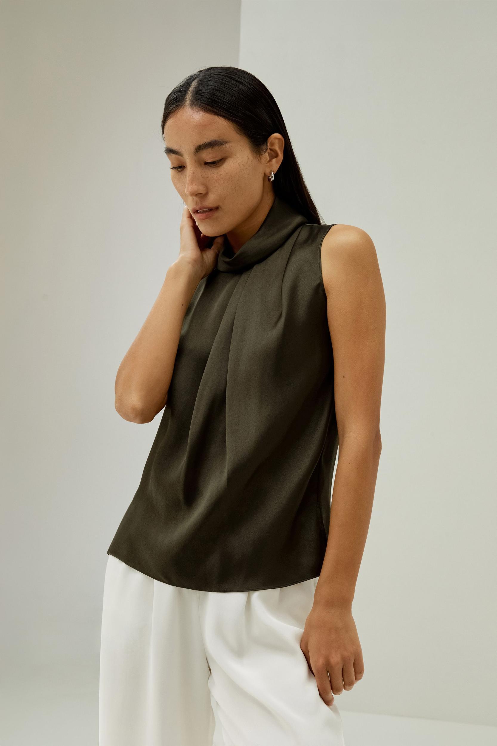 Asymmetrical Sleeveless Cowl Neck Top Product Image