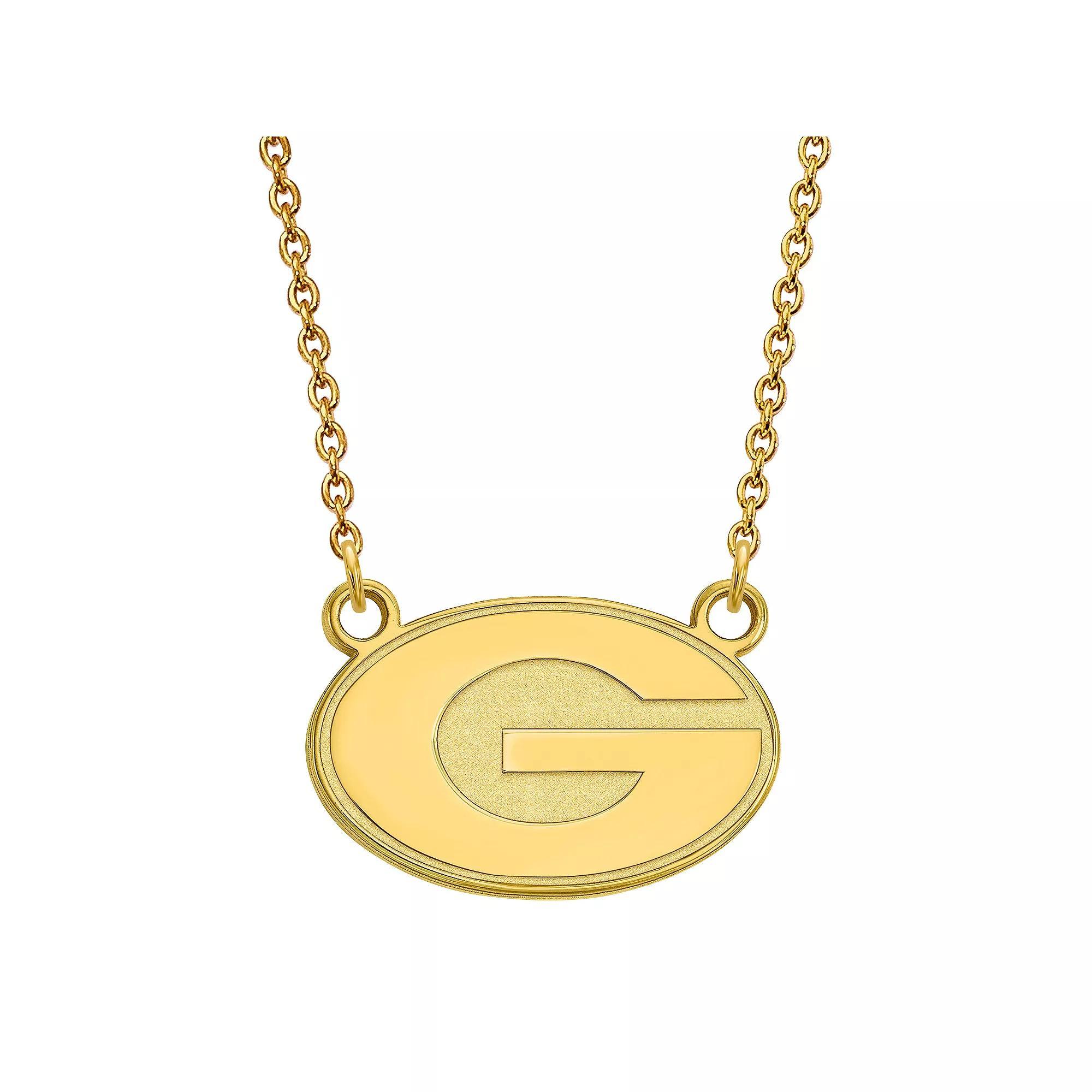 LogoArt Georgia Bulldogs Sterling Silver 14K Gold Plated Small Pendant With Necklace, Women's, Size: 18 mm Product Image