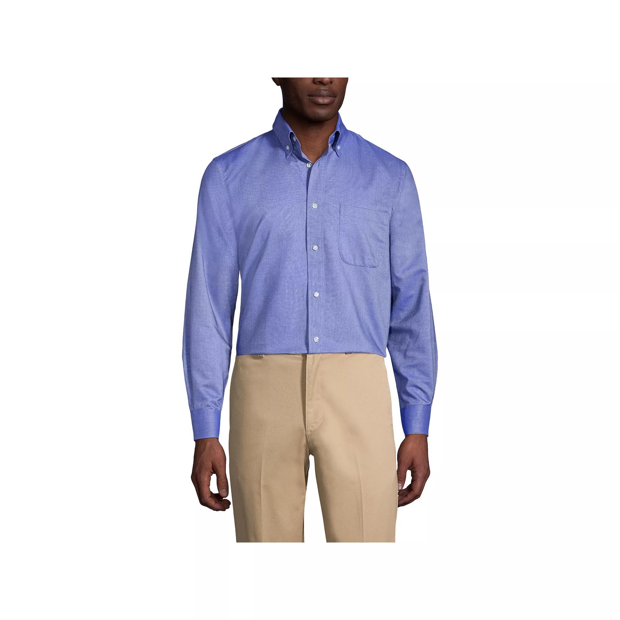 Men's Lands' End School Uniform Long Sleeve Solid Oxford Dress Shirt, Size: Small, Blue Product Image