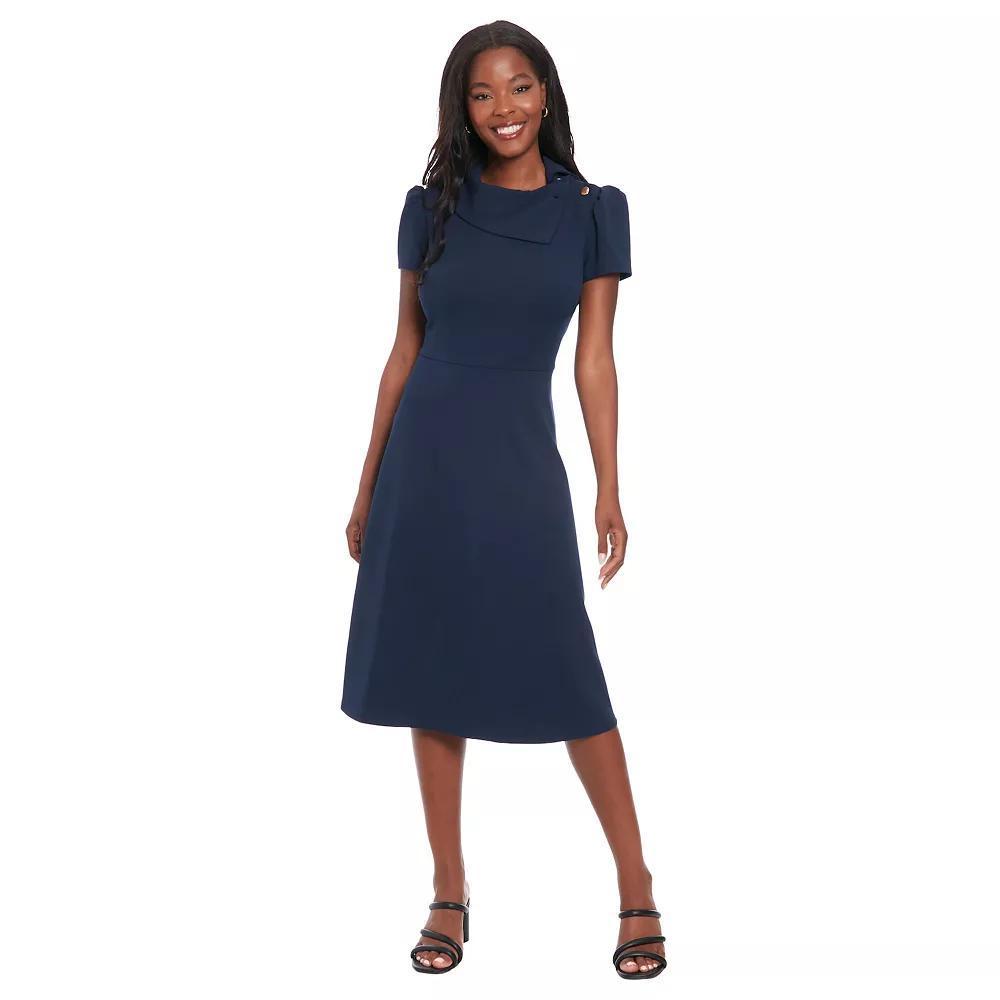 Women's London Times Envelope Collar Fit And Flare Button Dress, Size: 8, Red Product Image