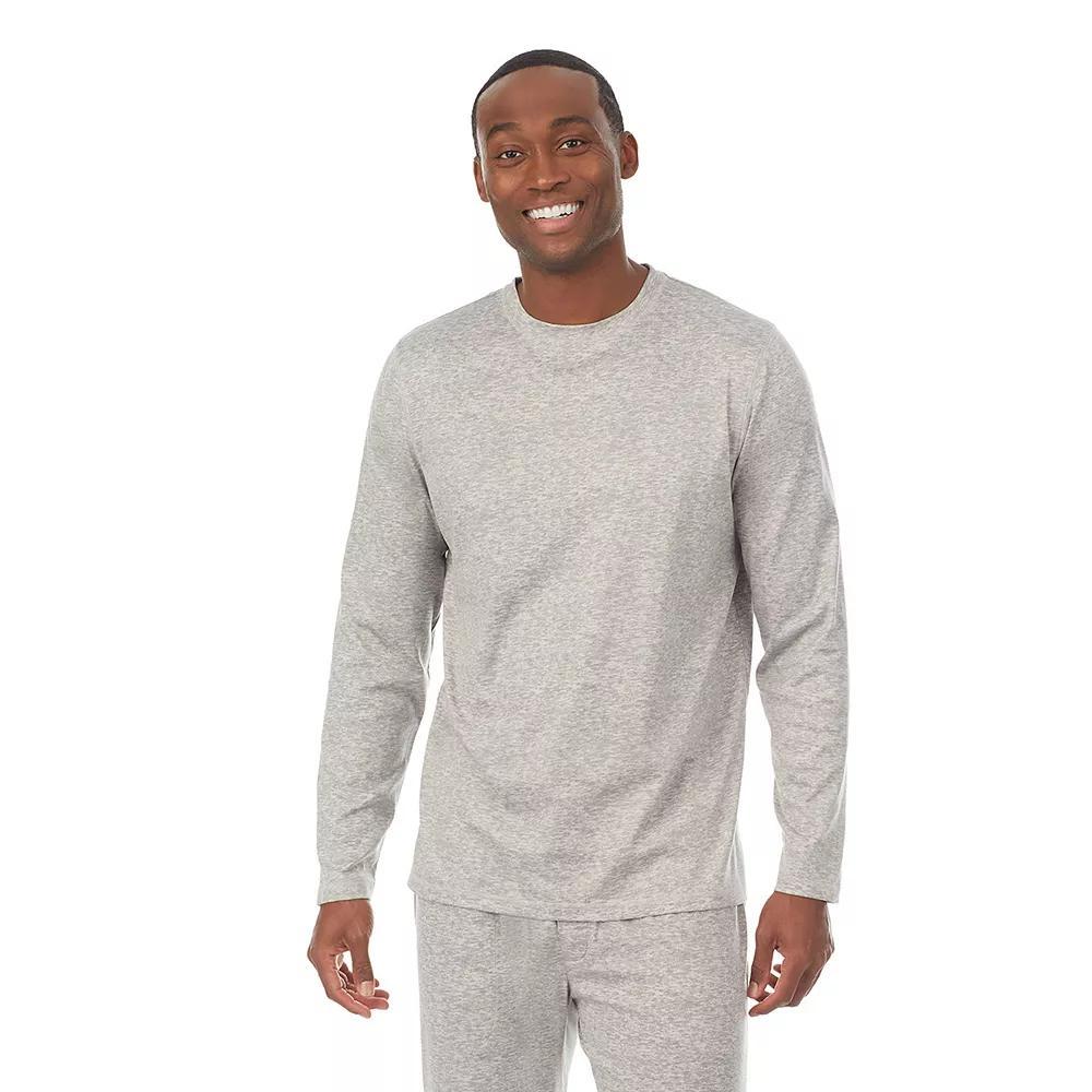 Big & Tall Cuddl Duds® Far Infrared Crewneck Short Sleeve Pajama Tee, Men's, Size: Large Tall, Gray Grey Product Image