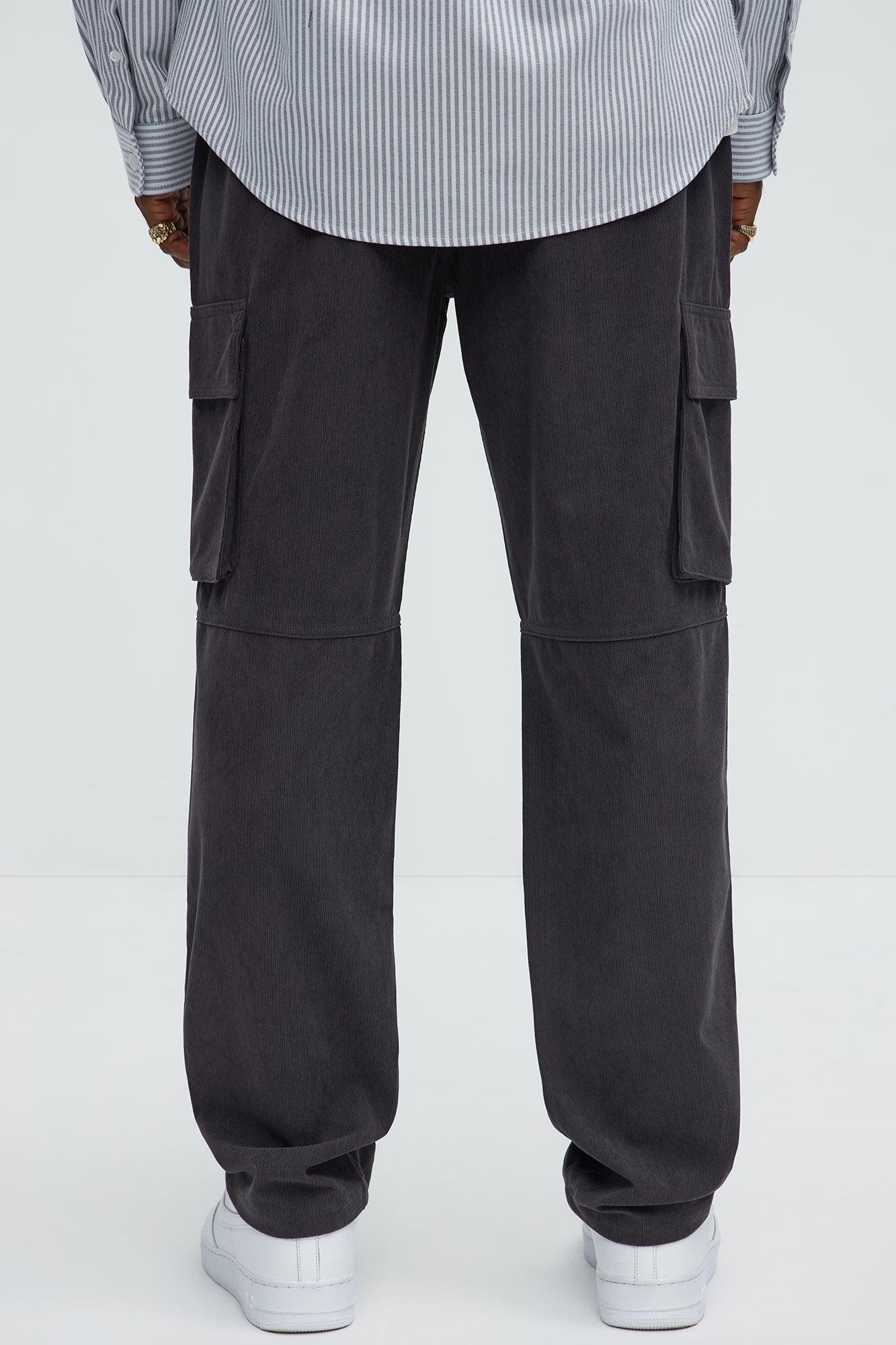 Bedford Corduroy Slim Cargo Pants - Charcoal Product Image