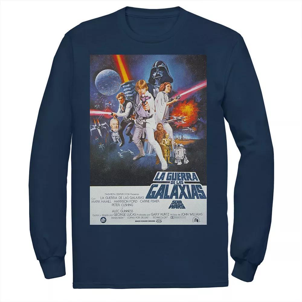 Men's Star Wars La Guerra De Las Galaxias Vintage Poster Tee, Size: Small, Blue Product Image