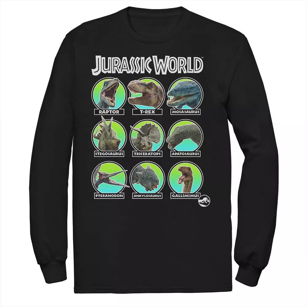 Men's Jurassic World Two Dino Heads Chart Tee, Size: Small, Black Product Image