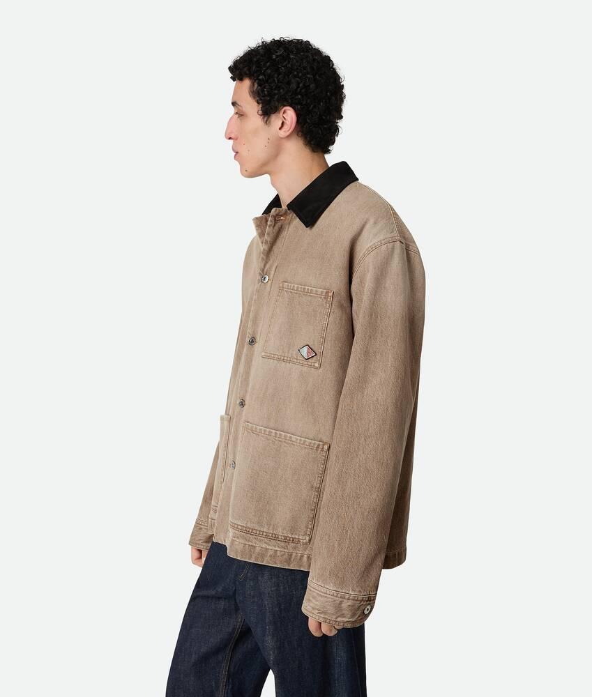Men's Brown Denim Jacket in Brown Product Image