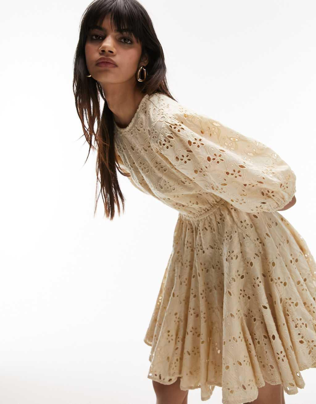 Topshop eyelet flare mini chuck on dress Product Image