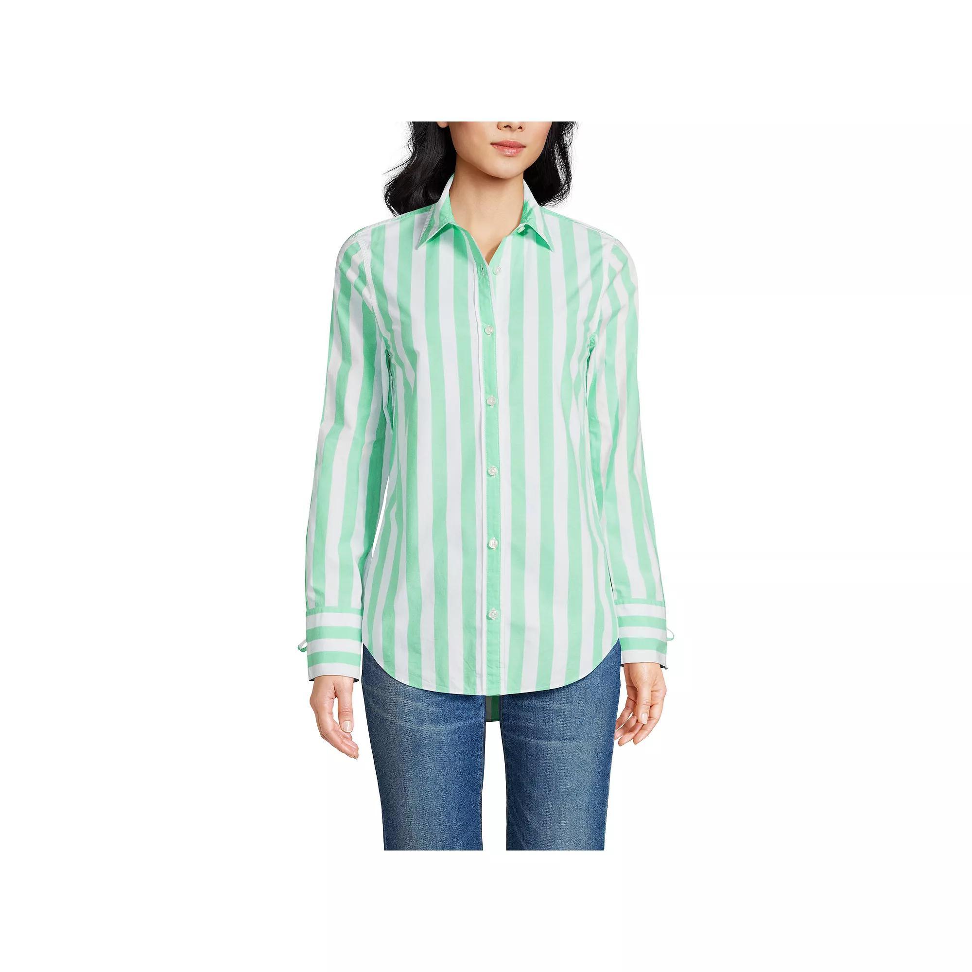 Women's Lands' End Poplin Tie Sleeve Shirt, Size: XL, White Product Image