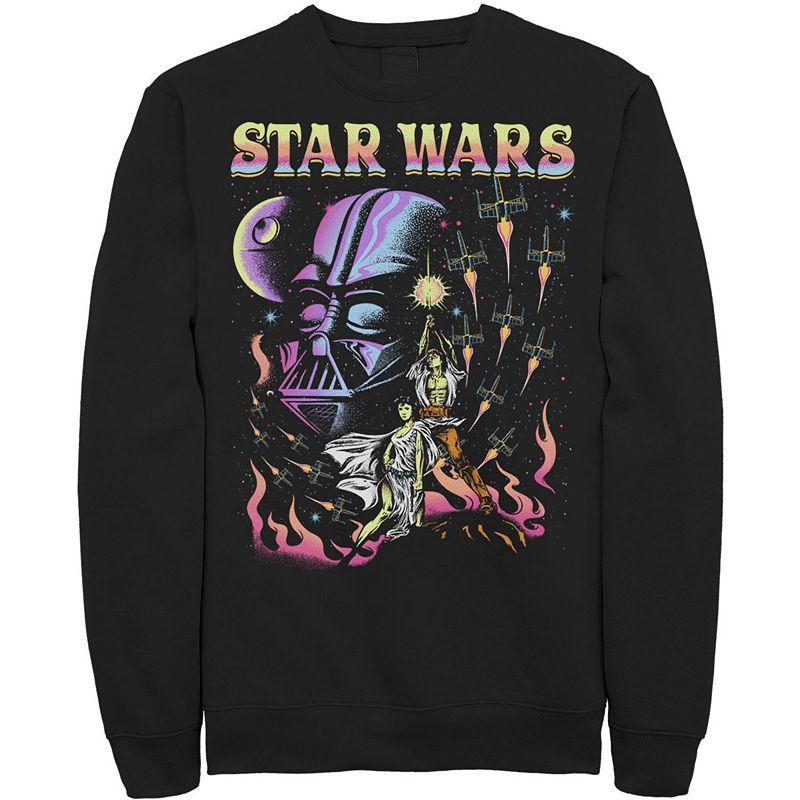 Men's Star Wars Retro Blacklight Colors Poster Sweatshirt, Size: 3XL, Kelly Product Image