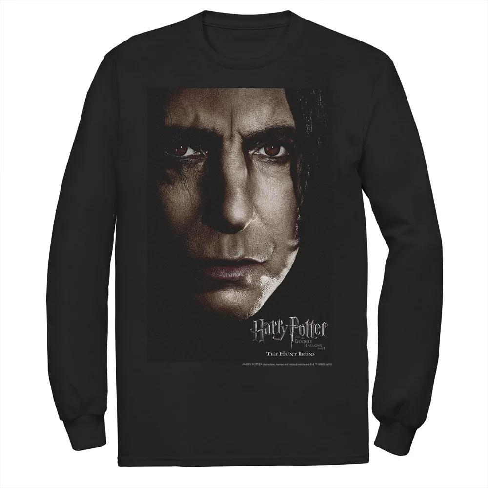 Men's Harry Potter Deathly Hallows Snape Character Poster Long Sleeve Graphic Tee, Size: Large, Black Product Image