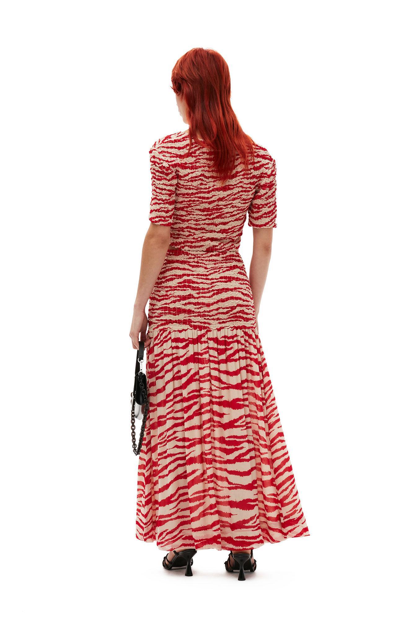 Printed Georgette Cropped Smock Blouse Product Image