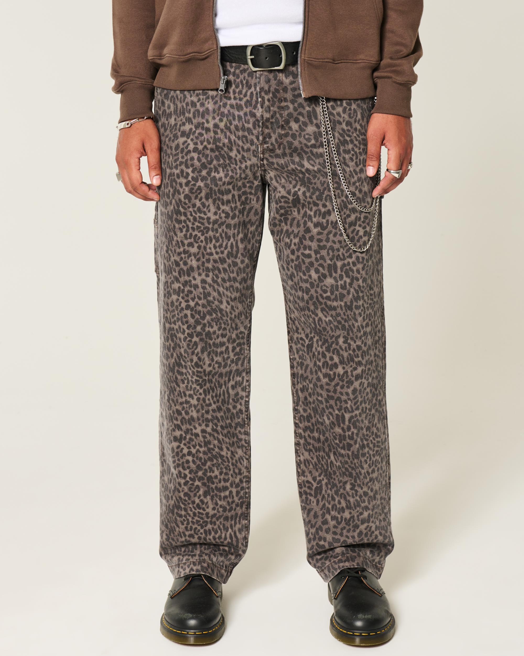 Leopard Print Baggy Painter Jeans Product Image