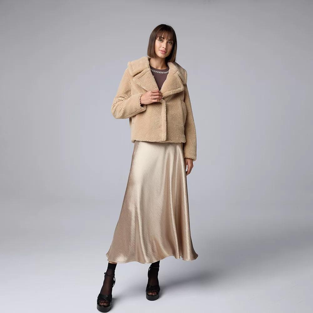 Women's Simply Vera Vera Wang Cropped Sherpa Jacket, Size: Small, Brown Freeze Product Image