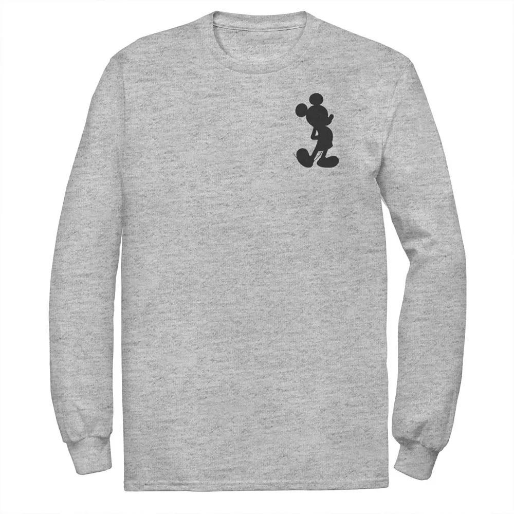 Disney's Mickey Mouse Big & Tall Silhouette Left Chest Long Sleeve, Men's, Size: 5XL, Athletic Grey Product Image