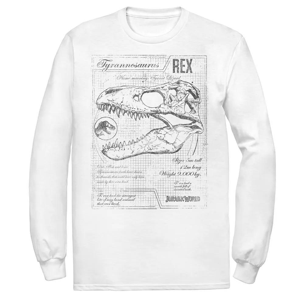 Men's Jurassic World Two T-Rex Vintage Graph Long Sleeve Tee, Size: Medium, Athletic Grey Product Image