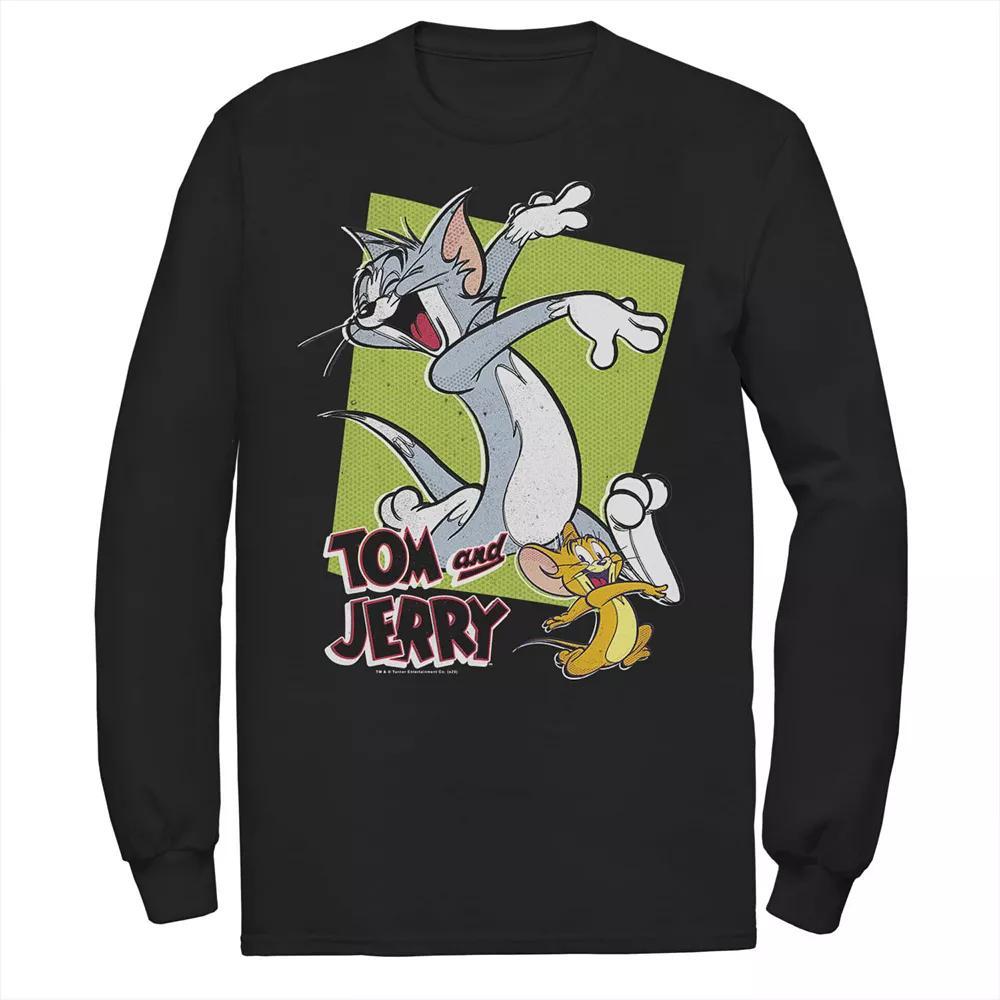 Mens Tom And Jerry Retro Style Green Box Portrait Tee, Men's, Size: Medium, Black Product Image