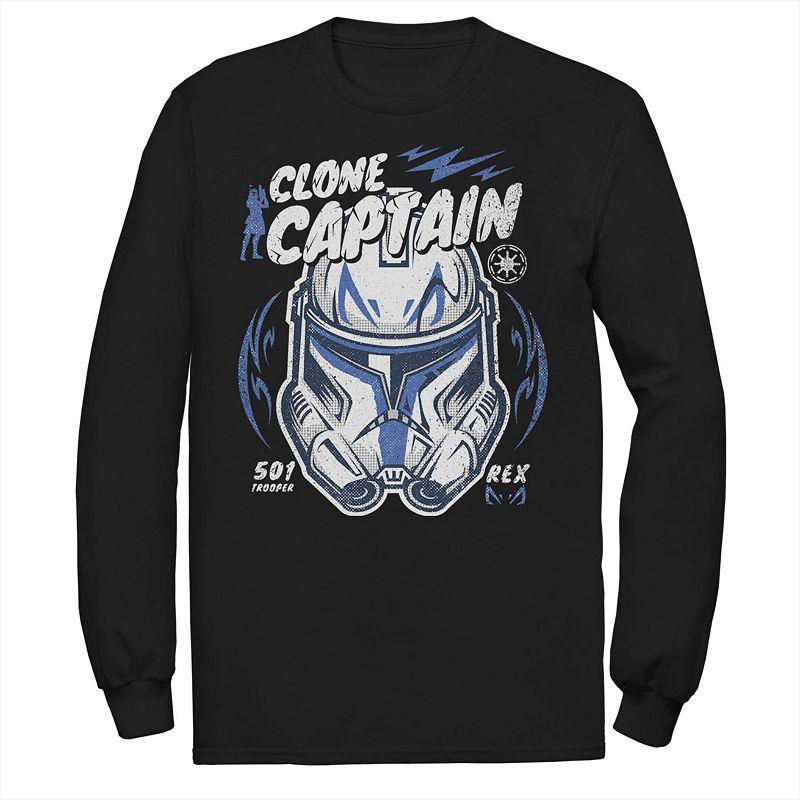 Men's Star Wars Clone Captain Head Shot Portrait Tee, Size: Large, Black Product Image