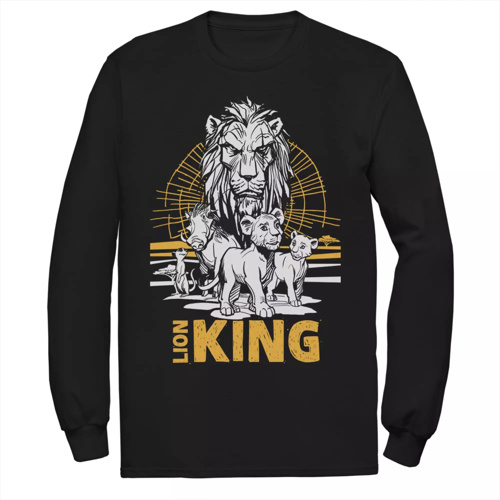 Disney's The Lion King Men's Scar, Simba & Nala Long Sleeve Graphic Tee, Size: Medium, Black Product Image