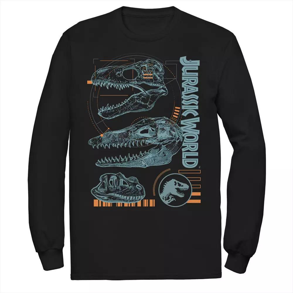 Men's Jurassic World Two Dinosaur Skull Schematic Tee, Size: Large, Black Product Image