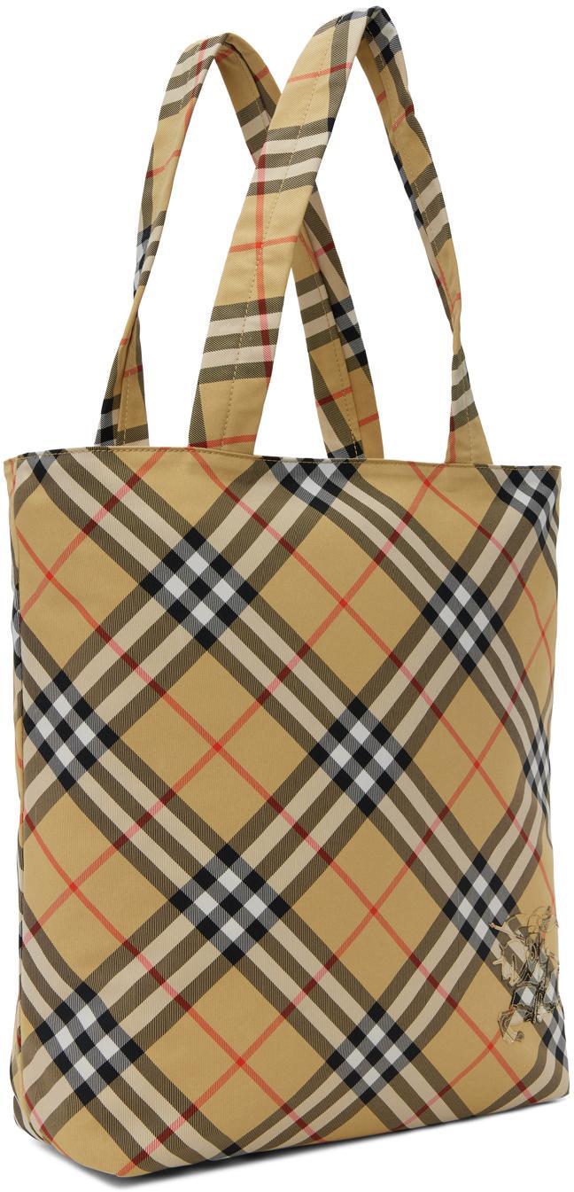 BURBERRY Tan Check Tote In Sand Product Image