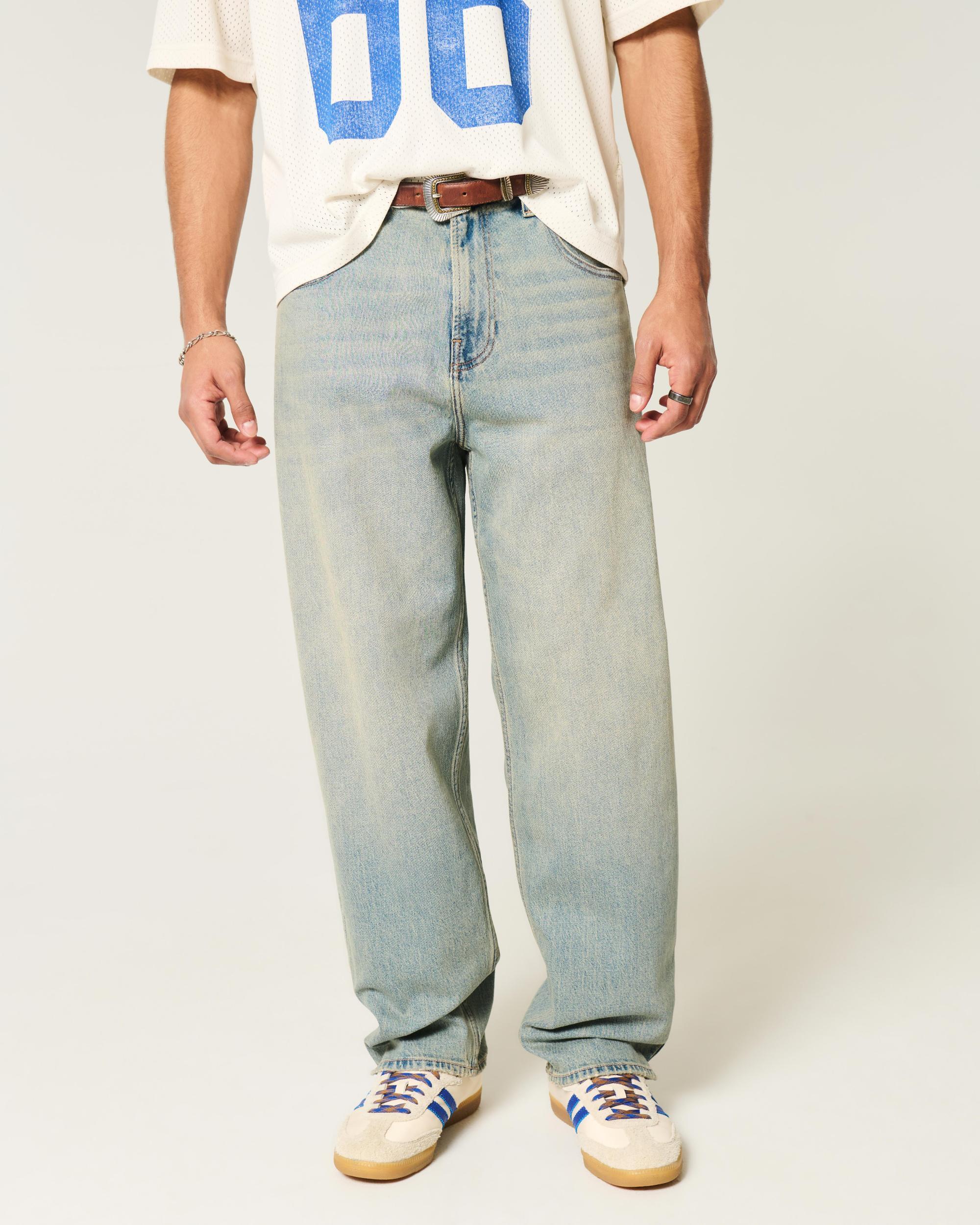 Light Wash Embroidered Dice Baggy Skater Jeans Product Image