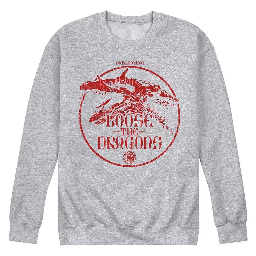 Mens House Of The Dragon Loose The Dragons Fleece Sweatshirt Grey Gray Product Image